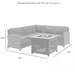 Crosley Bradenton 4pc Outdoor Wicker Sectional Set W/Fire Table - KO70157 - The Home Selection