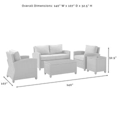Crosley Bradenton 5pc Outdoor Wicker Conversation Set - KO70050 - The Home Selection