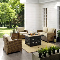 Crosley Bradenton 5pc Outdoor Wicker Conversation Set W/Fire Table - KO70162 - The Home Selection