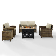 Crosley Bradenton 5pc Outdoor Wicker Conversation Set W/Fire Table - KO70162 - The Home Selection
