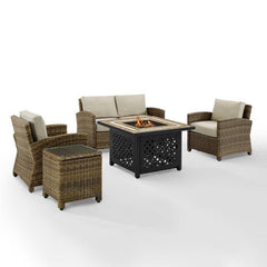 Crosley Bradenton 5pc Outdoor Wicker Conversation Set W/Fire Table - KO70162 - The Home Selection