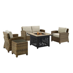 Crosley Bradenton 5pc Outdoor Wicker Conversation Set W/Fire Table - KO70162 - The Home Selection