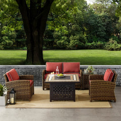 Crosley Bradenton 5pc Outdoor Wicker Conversation Set W/Fire Table - KO70162 - The Home Selection