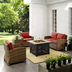 Crosley Bradenton 5pc Outdoor Wicker Conversation Set W/Fire Table - KO70162 - The Home Selection