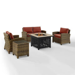 Crosley Bradenton 5pc Outdoor Wicker Conversation Set W/Fire Table - KO70162 - The Home Selection
