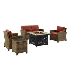 Crosley Bradenton 5pc Outdoor Wicker Conversation Set W/Fire Table - KO70162 - The Home Selection
