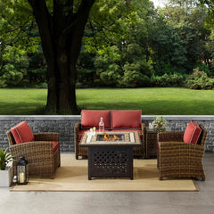 Crosley Bradenton 5pc Outdoor Wicker Conversation Set W/Fire Table - KO70162 - The Home Selection