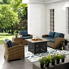 Crosley Bradenton 5pc Outdoor Wicker Conversation Set W/Fire Table - KO70162 - The Home Selection