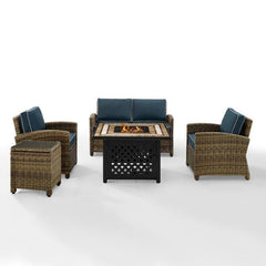 Crosley Bradenton 5pc Outdoor Wicker Conversation Set W/Fire Table - KO70162 - The Home Selection