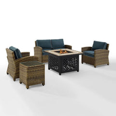 Crosley Bradenton 5pc Outdoor Wicker Conversation Set W/Fire Table - KO70162 - The Home Selection