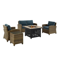 Crosley Bradenton 5pc Outdoor Wicker Conversation Set W/Fire Table - KO70162 - The Home Selection