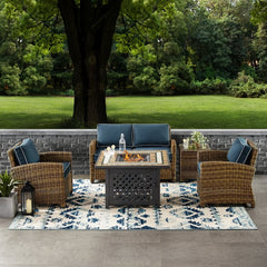 Crosley Bradenton 5pc Outdoor Wicker Conversation Set W/Fire Table - KO70162 - The Home Selection