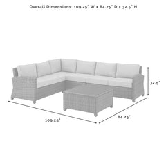 Crosley Bradenton 5pc Outdoor Wicker Sectional Set - KO70020 - The Home Selection