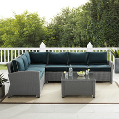 Crosley Bradenton 5pc Outdoor Wicker Sectional Set - KO70020 - The Home Selection
