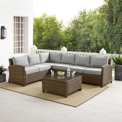 Crosley Bradenton 5pc Outdoor Wicker Sectional Set - KO70020 - The Home Selection