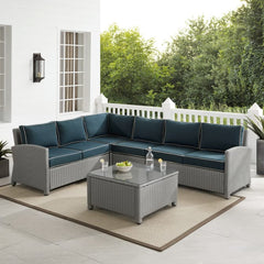 Crosley Bradenton 5pc Outdoor Wicker Sectional Set - KO70020 - The Home Selection