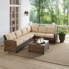 Crosley Bradenton 5pc Outdoor Wicker Sectional Set - KO70020 - The Home Selection