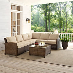 Crosley Bradenton 5pc Outdoor Wicker Sectional Set - KO70020 - The Home Selection