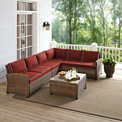 Crosley Bradenton 5pc Outdoor Wicker Sectional Set - KO70020 - The Home Selection