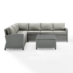 Crosley Bradenton 5pc Outdoor Wicker Sectional Set - KO70020 - The Home Selection
