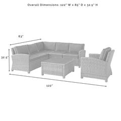 Crosley Bradenton 5pc Outdoor Wicker Sectional Set - KO70021 - The Home Selection
