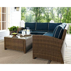 Crosley Bradenton 5pc Outdoor Wicker Sectional Set - KO70021 - The Home Selection
