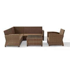 Crosley Bradenton 5pc Outdoor Wicker Sectional Set - KO70021 - The Home Selection