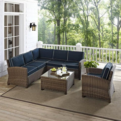 Crosley Bradenton 5pc Outdoor Wicker Sectional Set - KO70021 - The Home Selection