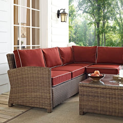 Crosley Bradenton 5pc Outdoor Wicker Sectional Set - KO70021 - The Home Selection