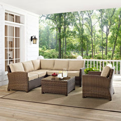 Crosley Bradenton 5pc Outdoor Wicker Sectional Set - KO70021 - The Home Selection