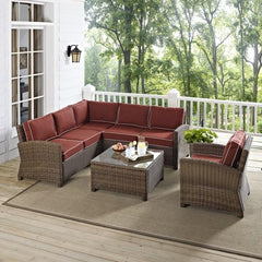 Crosley Bradenton 5pc Outdoor Wicker Sectional Set - KO70021 - The Home Selection