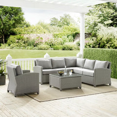 Crosley Bradenton 5pc Outdoor Wicker Sectional Set - KO70021 - The Home Selection