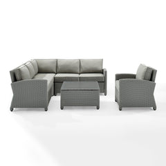 Crosley Bradenton 5pc Outdoor Wicker Sectional Set - KO70021 - The Home Selection