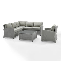Crosley Bradenton 5pc Outdoor Wicker Sectional Set - KO70021 - The Home Selection