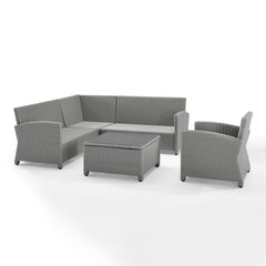 Crosley Bradenton 5pc Outdoor Wicker Sectional Set - KO70021 - The Home Selection