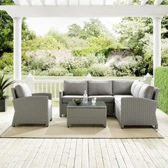 Crosley Bradenton 5pc Outdoor Wicker Sectional Set - KO70021 - The Home Selection