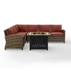 Crosley Bradenton 5pc Outdoor Wicker Sectional Set W/Fire Table - KO70158 - The Home Selection