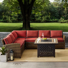 Crosley Bradenton 5pc Outdoor Wicker Sectional Set W/Fire Table - KO70158 - The Home Selection