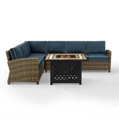 Crosley Bradenton 5pc Outdoor Wicker Sectional Set W/Fire Table - KO70158 - The Home Selection