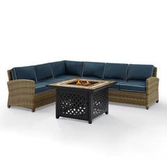 Crosley Bradenton 5pc Outdoor Wicker Sectional Set W/Fire Table - KO70158 - The Home Selection