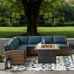 Crosley Bradenton 5pc Outdoor Wicker Sectional Set W/Fire Table - KO70158 - The Home Selection