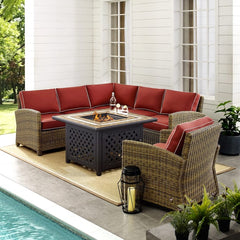 Crosley Bradenton 5pc Outdoor Wicker Sectional Set W/Fire Table - KO70159 - The Home Selection