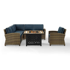 Crosley Bradenton 5pc Outdoor Wicker Sectional Set W/Fire Table - KO70159 - The Home Selection