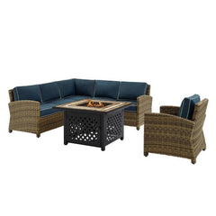 Crosley Bradenton 5pc Outdoor Wicker Sectional Set W/Fire Table - KO70159 - The Home Selection