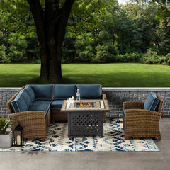 Crosley Bradenton 5pc Outdoor Wicker Sectional Set W/Fire Table - KO70159 - The Home Selection
