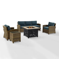 Crosley Bradenton 5pc Outdoor Wicker Sofa Set W/Fire Table - KO70163 - The Home Selection