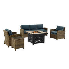 Crosley Bradenton 5pc Outdoor Wicker Sofa Set W/Fire Table - KO70163 - The Home Selection