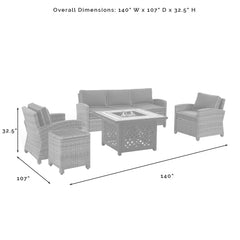 Crosley Bradenton 5pc Outdoor Wicker Sofa Set W/Fire Table - KO70163 - The Home Selection