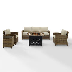 Crosley Bradenton 5pc Outdoor Wicker Sofa Set W/Fire Table - KO70163 - The Home Selection
