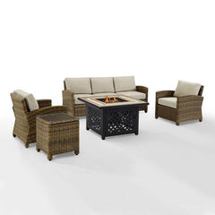 Crosley Bradenton 5pc Outdoor Wicker Sofa Set W/Fire Table - KO70163 - The Home Selection